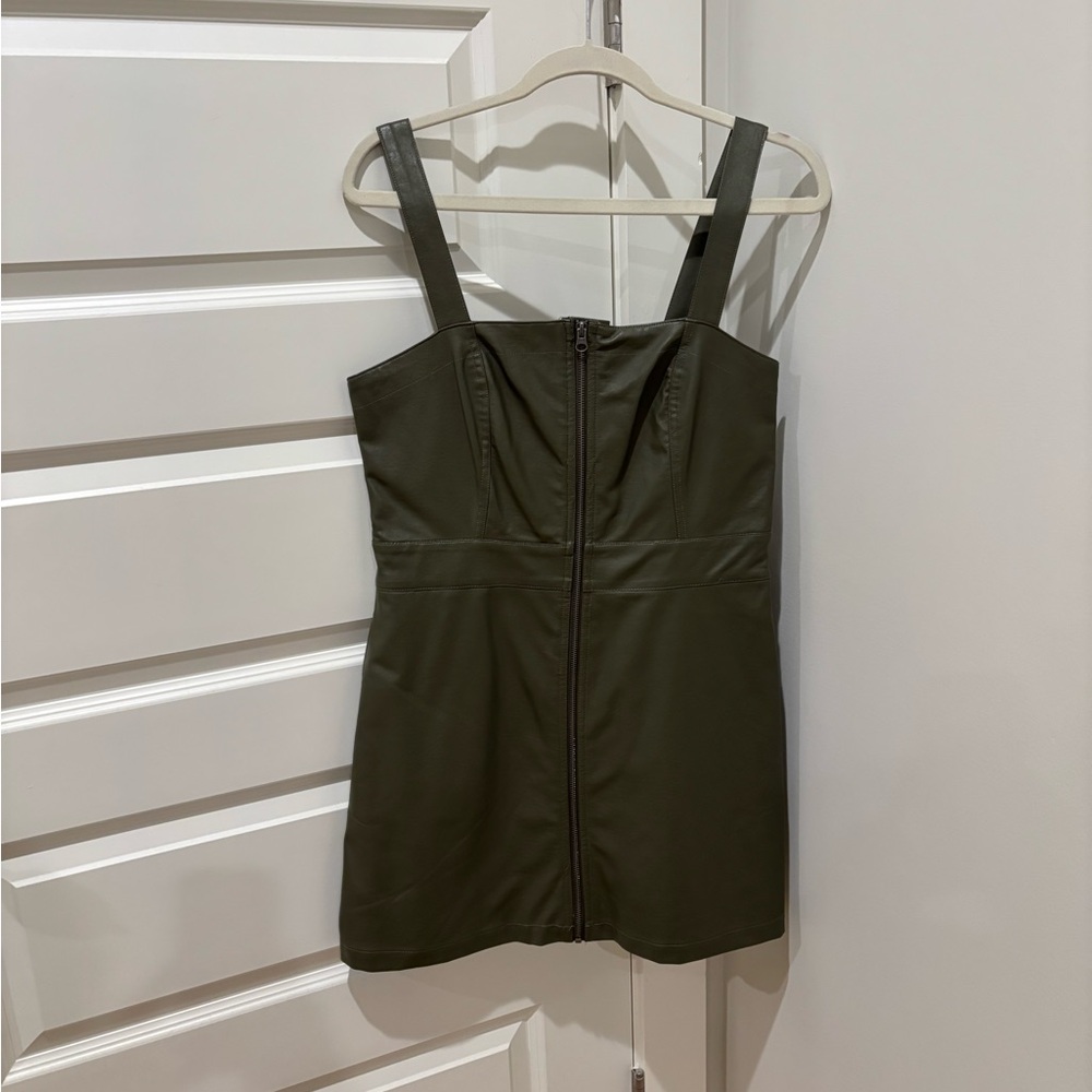Super cool and Fun Olive Green faux leather Dress